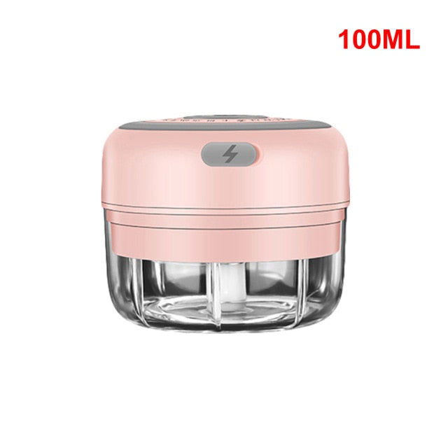 1pc Green Usb Rechargeable Electric Garlic Chopper With 100ml+